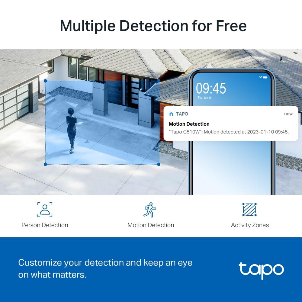 Tapo TP-Link 2K 3MP 1296P Outdoor Pan/Tilt Security Wi-Fi Camera, IP65 Weatherproof, Motion Detection, 360 C510W