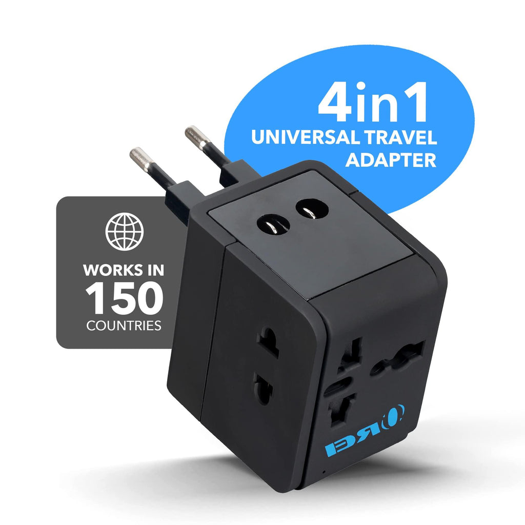 Orei Universal Travel Adapter with 2 USB Ports, 3 in 1 Universal Charger, International Travel Adapter for Cell Phones, Tablets, Camera, for Travelers to US, Europe, UK & More