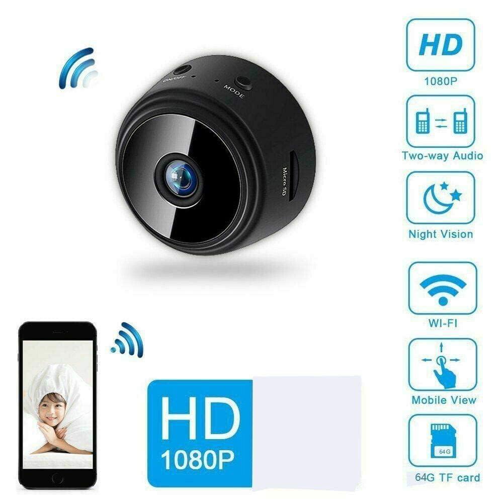 PKST Small 1080p HD Picture Quality Intelligent Indoor with Remote View Live Stream, Built-in Battery Motion Detection Wireless Remote View Home Security Camera (Magnet Camera)