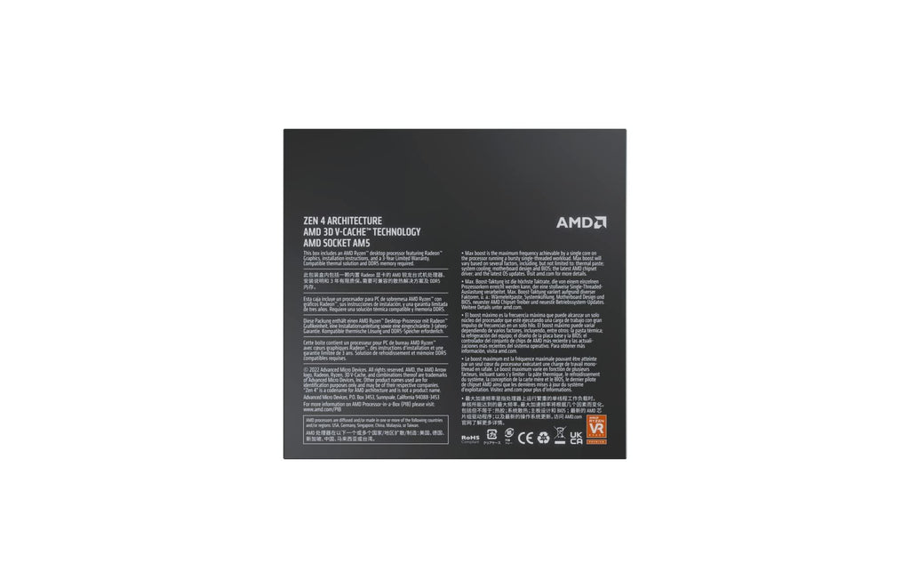 AMD 7000 Series Ryzen 9 7900X 3D Desktop Processor 12 cores 24 Threads 140 MB Cache 4.4 GHz Upto 5.6 GHz AM5 Socket (100-100000909WOF)