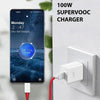 Oneplus 100W Type C Supervooc Charger with Red Cable Compatible with One Plus 12R/12/11R/11/10 Pro/10/10t/10R/9 | Ce 4/Ce 3/Ce 2/ Ce 4 Lite/Ce3 lite/Nord 4/3/2/2T, 100 w Fast Charging Adaptor, White