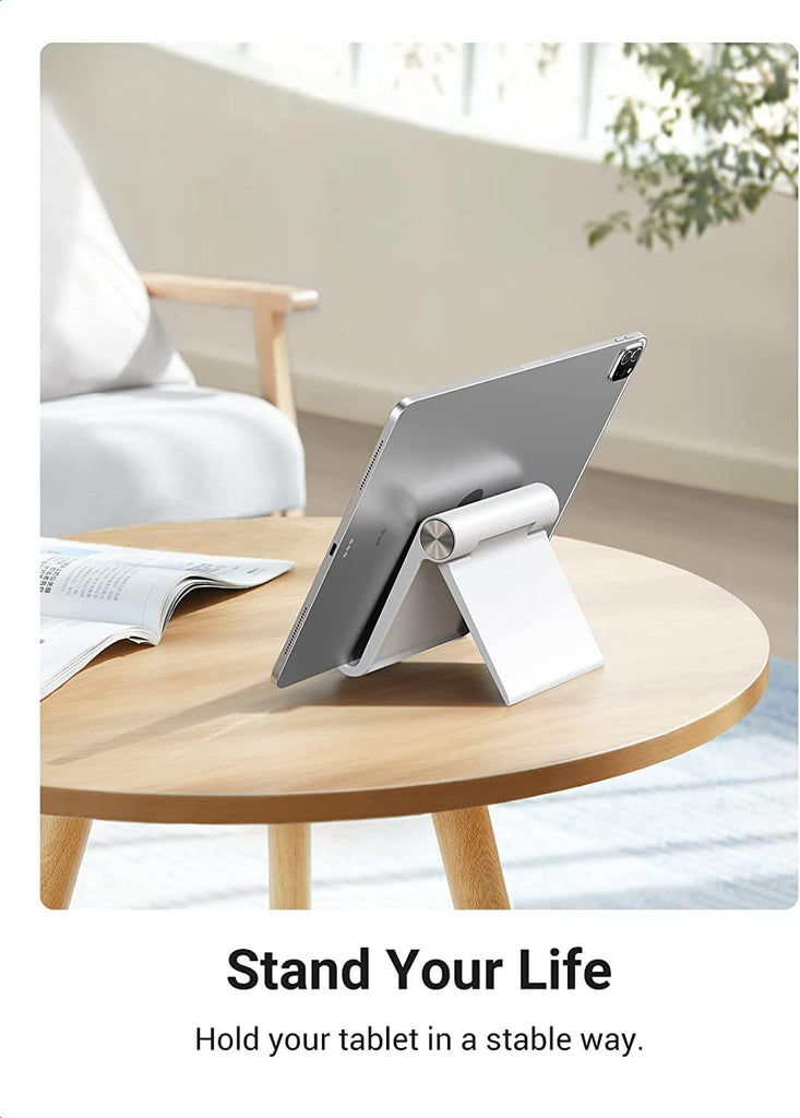 STRIFF Uph1W Multi Angle Tablet/Mobile Stand. Phone Stand Holder for iPhone, Android, Samsung, Oneplus, Xiaomi. Portable, Foldable Stand.Perfect for Bed,Office, Home,Gift and Desktop (White) Tabletop