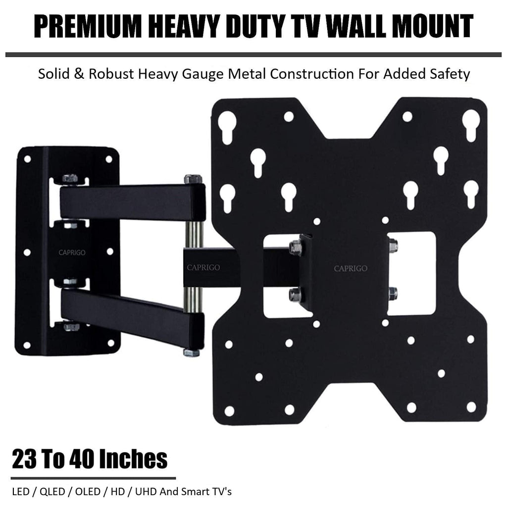 Caprigo Super Heavy Duty TV Wall Mount Bracket for 23 to 40 Inch LED/HD/Smart TV’s, Full Motion Rotatable Universal TV Wall Mount Stand with Swivel & Tilt Adjustments (M223)