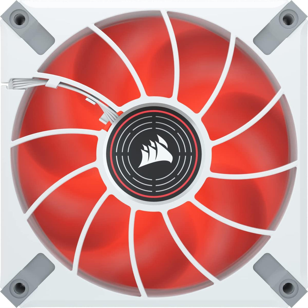 CORSAIR ML120 LED Elite, 120mm Magnetic Levitation Red LED Fan with AirGuide, Single Pack - White Frame