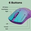 ZEBRONICS MARINE Wireless Mouse with Rechargeable Battery, BT + 2.4GHz, 6 Buttons, 4 DPI, 1000/1600/2400/3200, Comfortable & Ergonomic Design, Multicolor LED lights (Purple)