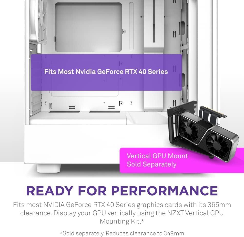 NZXT H5 Flow Compact Mid-Tower Airflow Alloy Steel Computer Case/Gaming Cabinet, Supports Mini-ITX, Micro-ATX, ATX, and EATX | 1 x 120mm Rear Fan and 1 x 120mm Bottom Fan - CC-H51FW-01, White