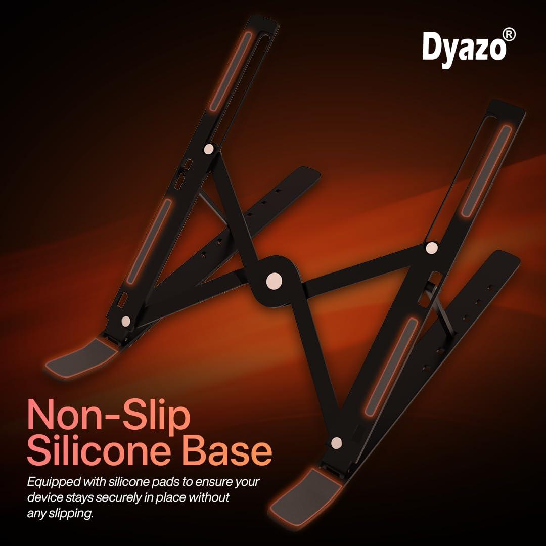 Dyazo 6 Angle Foldable & Portable Laptop Riser Stand Made with Aluminum Alloy |Compatible for Dell, Mac Book Air/Pro, Lenovo Acer Hp Asus & Other Laptop from 11.6 inch to 15.6 Inches- Black