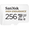 SanDisk 256GB High Endurance Video microSDXC Card with Adapter for Dash Cam and Home Monitoring Surveillance Systems - C10, U3, V30, 4K UHD, Micro SD Card - SDSQQNR-256G-GN6IA