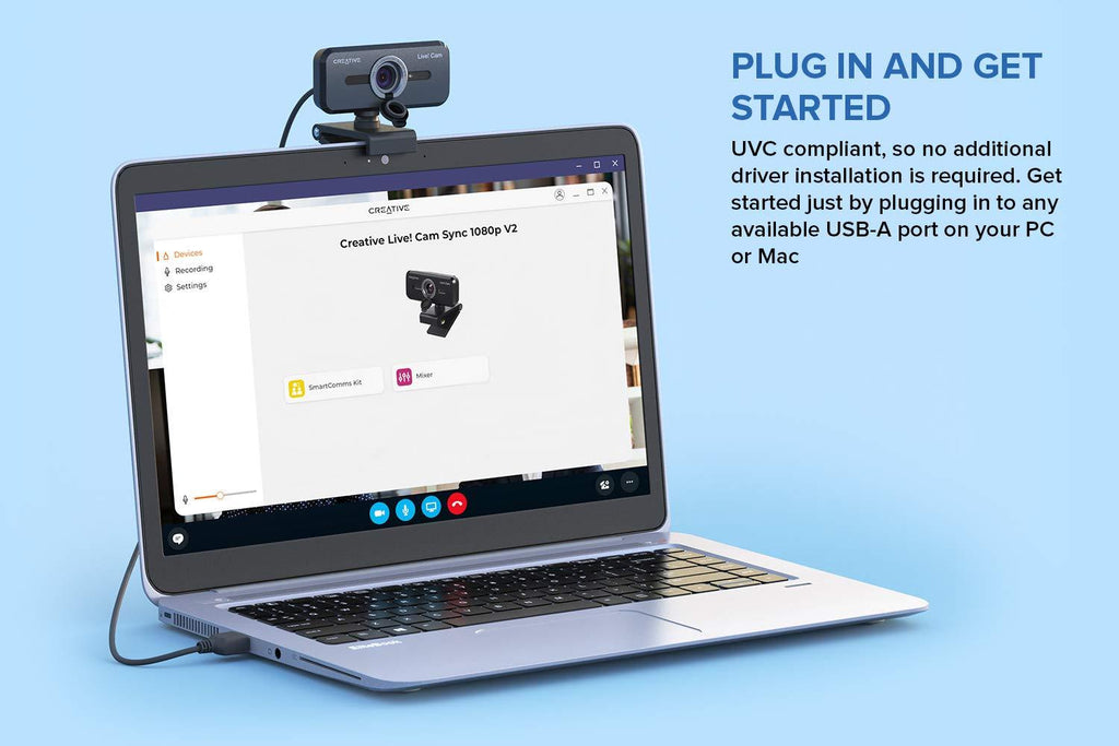 Creative Live! Cam Sync 1080P V2 Full Hd Wide-Angle USB Webcam with Auto Mute and Noise Cancellation for Video Calls,Improved Dual Built-in Mic,Privacy Lens Cap,Universal Tripod Mount,Black-Optical