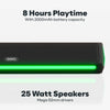 GOVO Gosurround 300 | 25W Bluetooth SoundBar, 2000 Mah Battery, 2.0 Channel with 52Mm Drivers, Multicolor Led Lights with Tws, Aux, Bluetooth and USB (Platinum Black)