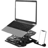 amazon basics 2-in-1 Laptop and Mobile Stand, Ergonomic, Adjustable Height, Anti-Slip Base, Heat Dissipation, Portable, Lightweight, Compatible with All Laptops Up to 15.6" (Abs, Black)