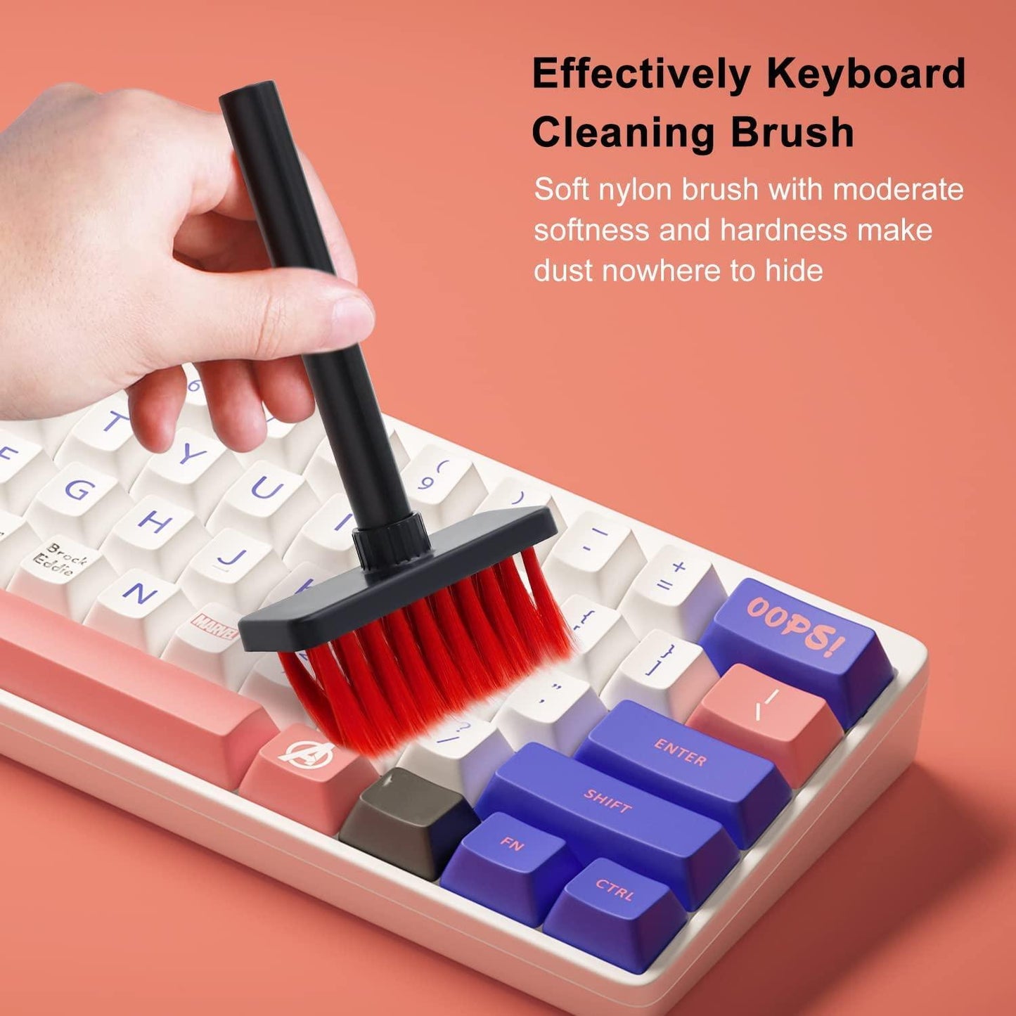 SWAPKART 5-in-1 Cleaning Soft Brush Keyboard Cleaner, Multi-Function Computer Tools Kit Corner Gap Duster Key-Cap Puller for Bluetooth Earphones, Laptop Air-pods & Pro Camera Lens (Random Colour)