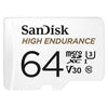 SanDisk 64GB High Endurance Video MicroSDXC Card with Adapter for Dash Cam and Home Monitoring Surveillance Systems - C10, U3, V30, 4K UHD, Micro SD Card - SDSQQNR-064G-GN6IA