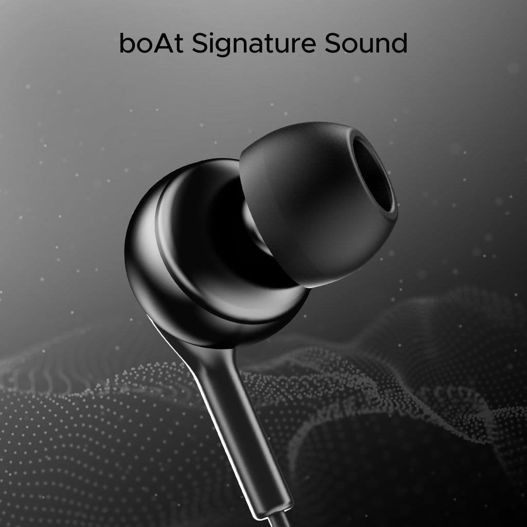 boAt Bassheads 100 C Wired Earphones with Type-C Jack, in-Line Microphone, in Ear, 10Mm Drivers, Signature Sound, Integrated Controls & Multi-Os Compatibility(Black)