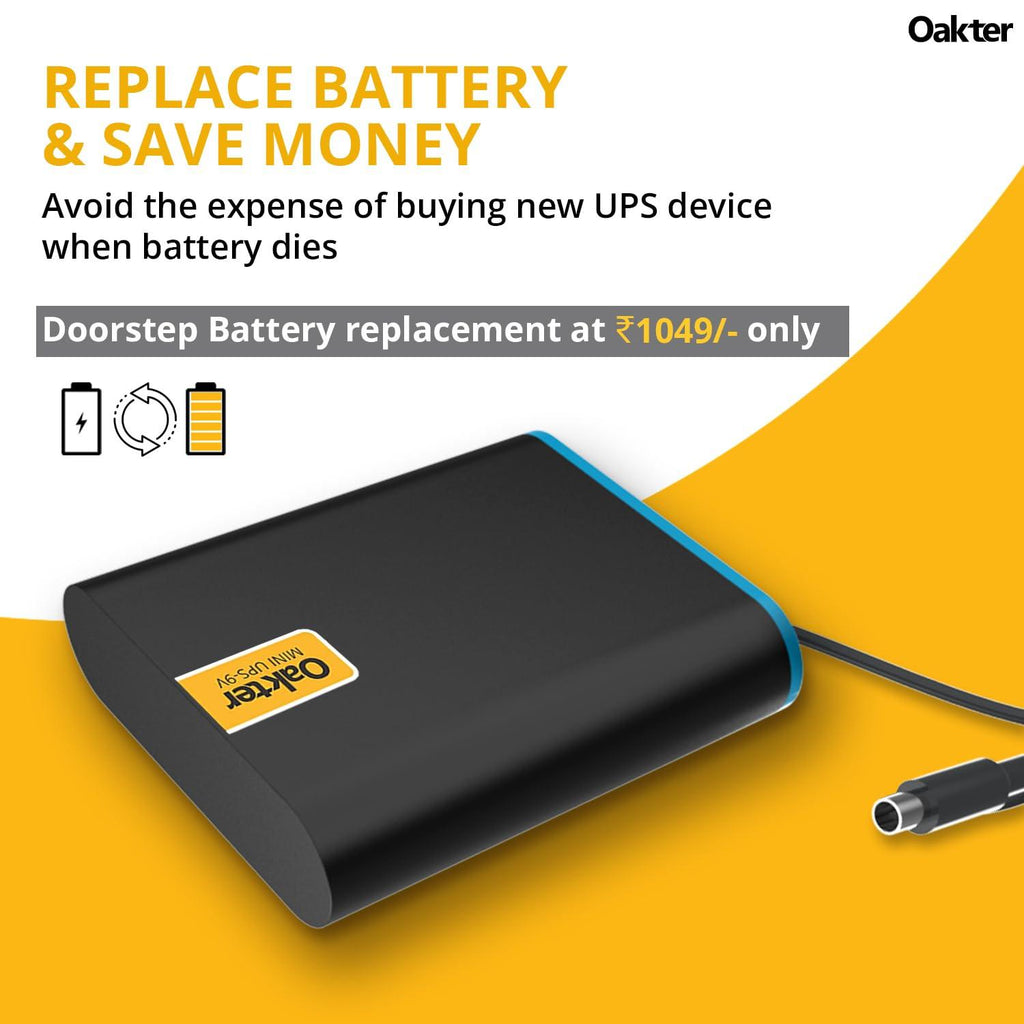 Oakter Mini UPS for 9V WiFi Router Backup Upto 4 Hours | WiFi Router UPS Power Backup During Power Cuts | UPS for 9V Router Broadband Modem | Current Surge & Deep Discharge Protection