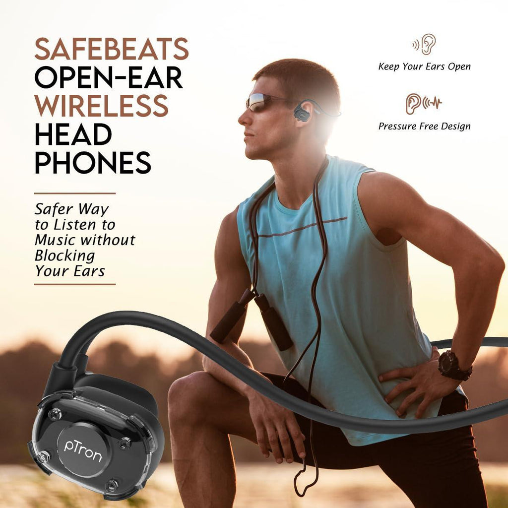 pTron Newly Launched Tangent Impulse, Safebeats in Ear Wireless Headphones with Mic, 10H Playtime, Designed for Ear Health & Comfort, Bluetooth 5.3, Dual Device Pairing & Type-C Fast Charging(Black) - Triveni World