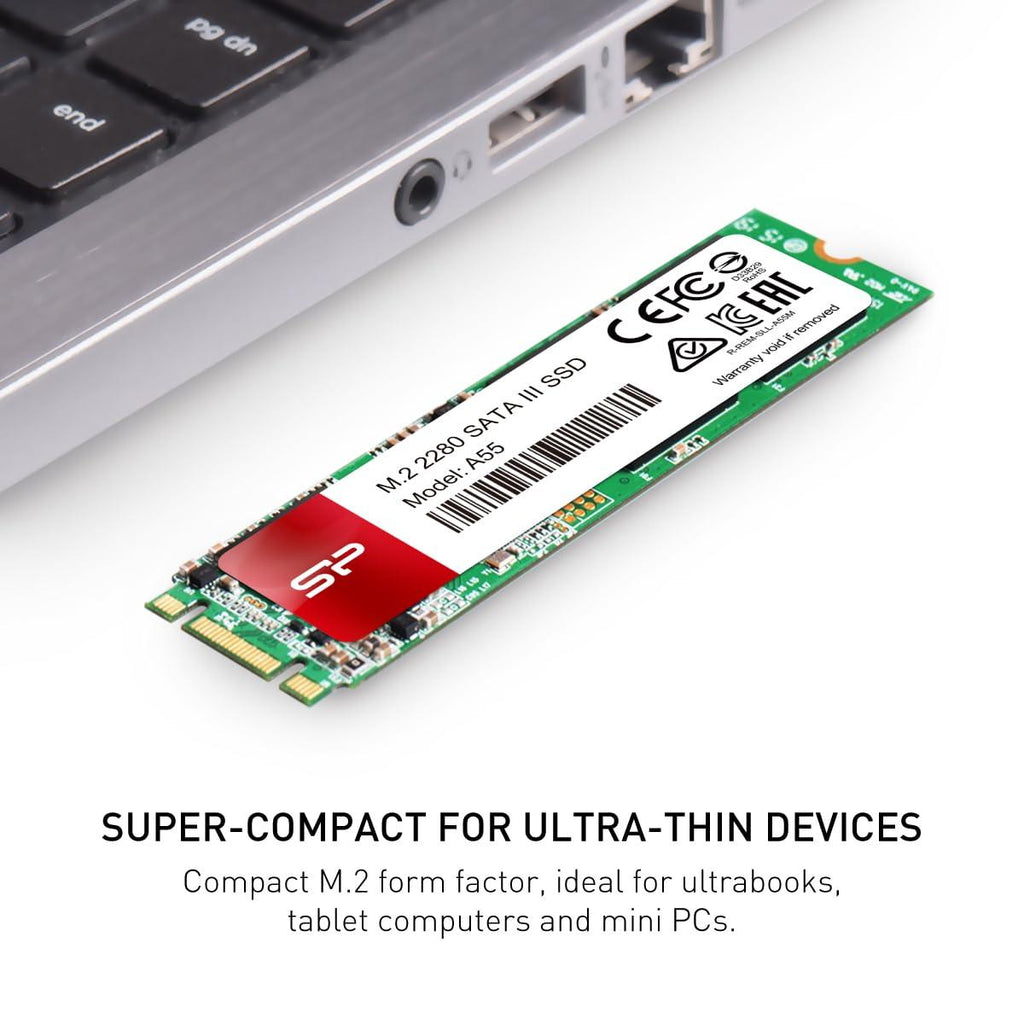 SP Silicon Power Silicon Power A55 256GB M.2 2280 SATA III SSD, 3D NAND with SLC Cache, Up to 560MB/s, Internal Solid State Drive for Desktop Laptop Computer