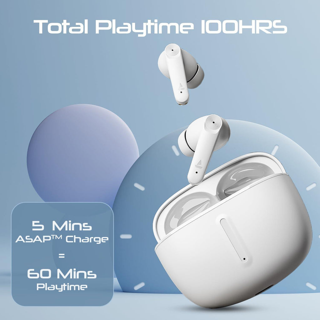 boAt Airdopes 200 Plus In Ear TWS Earbuds 100h Playback, Quad Mics ENx Technology, 13mm Drivers, Beast Mode(50ms Low Latency), ASAP Charge(5 Mins=60 Mins), IWP Tech w/BT v5.3 & IPX5(Ivory White) - Triveni World