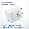 pTron 25W Type C Mobile Charger Superfast Charging Compatible for Samsung S20 FE/S20+/S21/S21+/S21 FE/S21 Ultra/S22/S23/M14 5G/M15/M32/M33 5G/M34/A05/A15/A35/A54/F14, PPS PD - Volta FC19 (White)