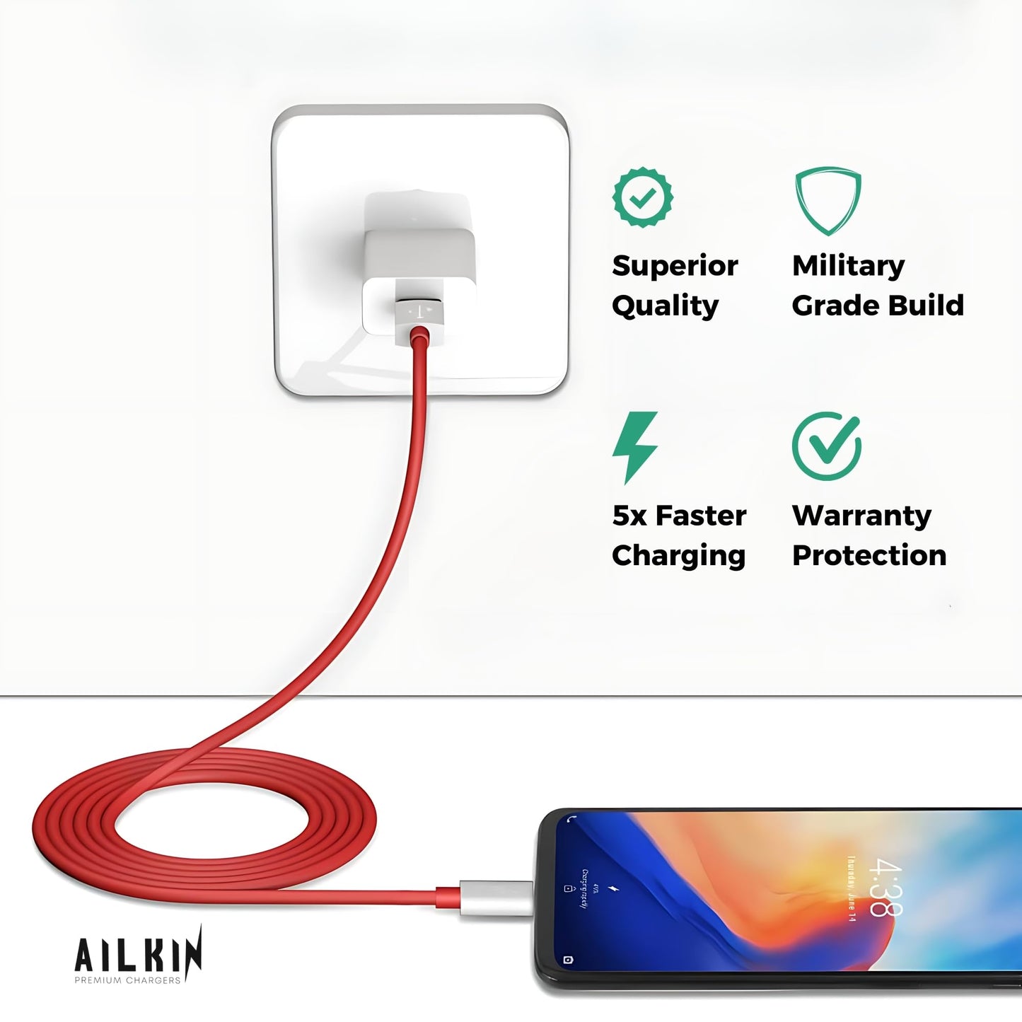 AILKIN Supervooc 100W Power Adapter-Ultra Fast Charger for Oneplus with True 100W Pd Charging|Compatible with Oneplus 12/12R/11/11R/10/10R,Nord Ce 3 Lite 5G,Nord 2T 5G,Nord Ce 2 Lite 5G,Nord 5G,White