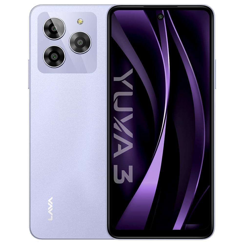 Lava Yuva 3 (Cosmic Lavender,4+4*GB RAM,UFS 2.2 64GB Storage)|Premium Glossy Back|Octacore Processor|18W Fast Charging|90Hz Punch Hole Display|13MP AI Triple Camera|Side Fingerprint Sensor - Triveni World