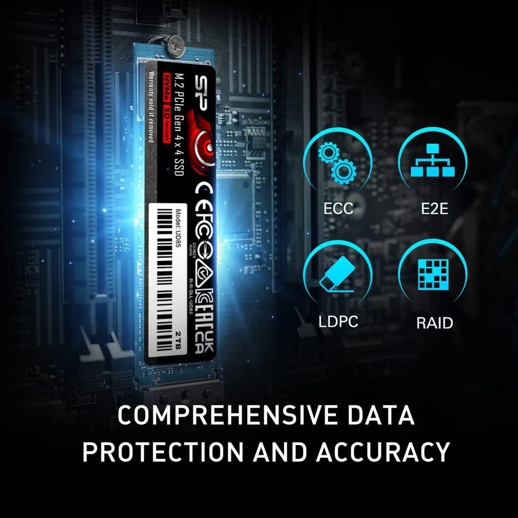 SP Silicon Power Ud85 250Gb Nvme Pcie 4.0 M.2 Ssd, Up to 3600Mb/S, 3D Nand M.2 2280 Pcie Gen4X4 Internal Solid State Drive for Desktop Laptop Pc Computer