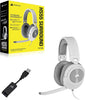 Corsair HS55 Surround Wired Gaming On Ear Headset (Leatherette Memory Foam Ear Pads, Dolby Audio 7.1 Surround Sound on PC and Mac, Lightweight, Omni-Directional Microphone, Multi-Platform) White