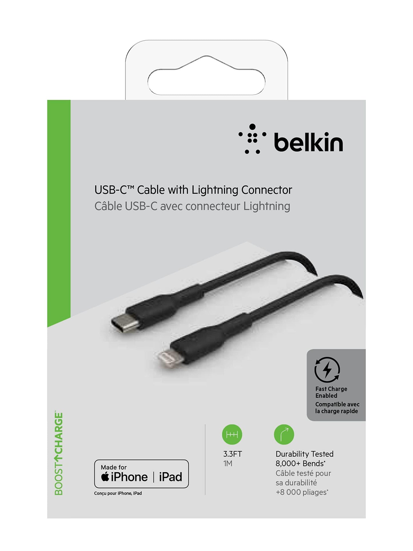 Belkin Apple Certified PVC Lightning to USB-C Charge and Sync Cable, 3.3 Feet / 1 Meters, Black