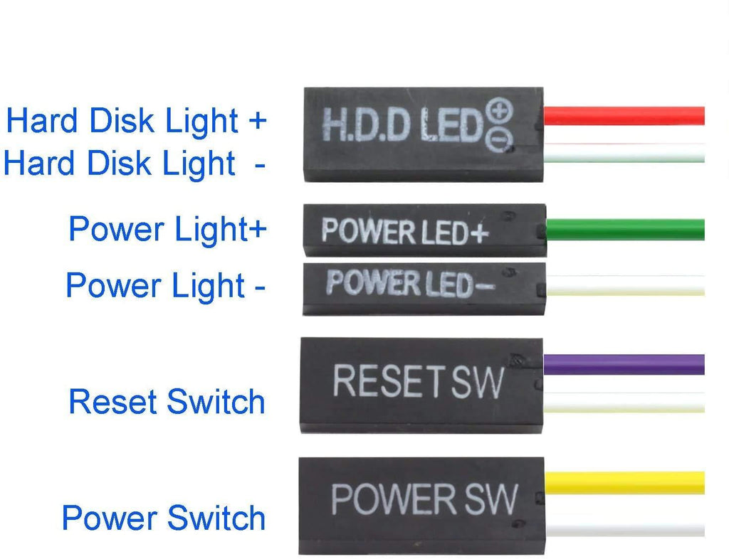 DAHSHA 27inch Computer Case ATX Power On Off Switch Cable With 2 Led Light Red Green Atx Case Front Bezel Wire