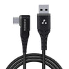 Ambrane Type C Mobile Charging Cable 3A Fast Charging, 1 Meter, L Shaped Braided Cable, 480Mbps Data Transfer for Smartphones, Tablets, Laptops & Other Type C Devices (ABLC10, Black)