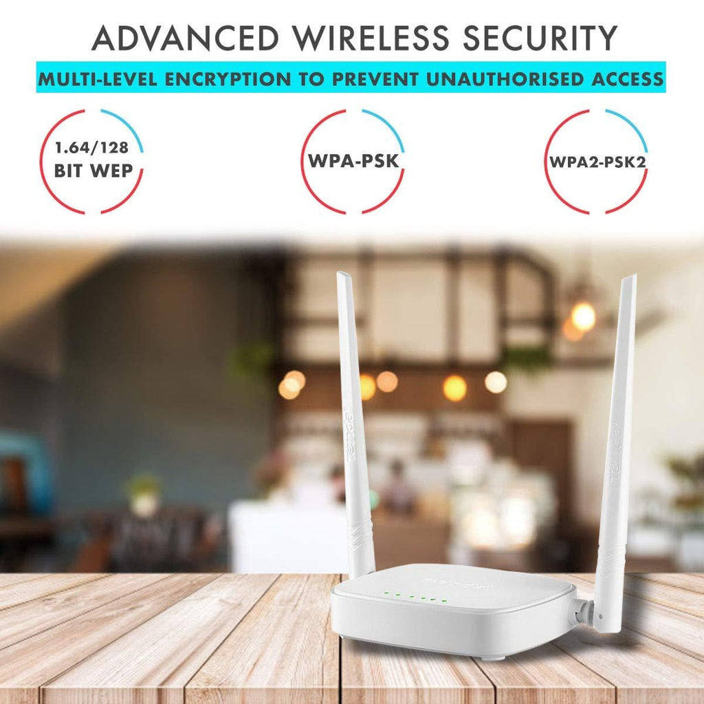 Tenda N301 Wireless-N300 Easy Setup Router (White, Not a Modem) - RJ45 (single_band, 100 megabits_per_second)