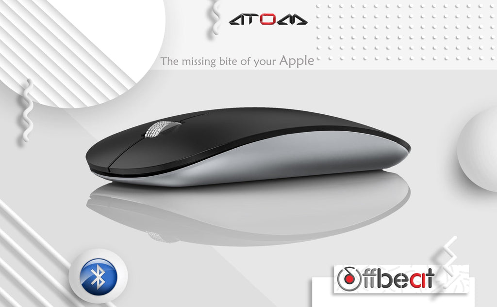 Offbeat - Atom Dual Bluetooth 5.1+5.1 & 2.4Ghz Wireless, Type-C Rechargeable Silent Click Mouse, Triple Device connectivity Windows, Mac, iOS, Android