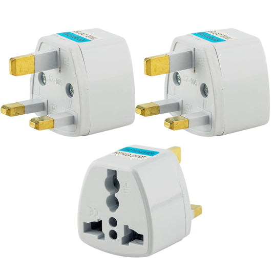 Type-G Plug Adapter UK Converter - (3pcs) India to UK Plug Adaptor for Hong Kong, UAE, Dubai, Singapore England Universal Travel Adapter Power Plug (Pack of 3)