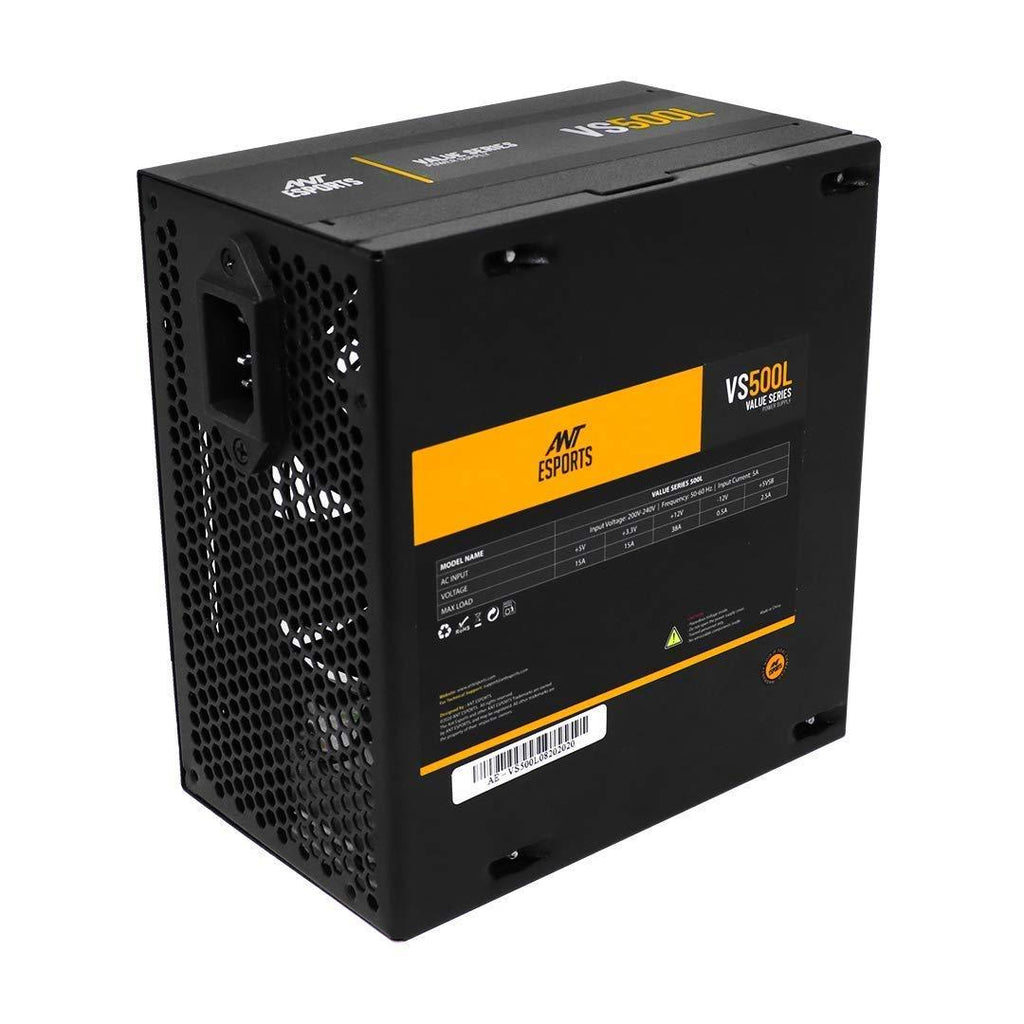 Ant Esports VS500L NonModular High Efficiency Gaming Power Supply/PSU with 1 x PCIe and 120mm Silent Fan