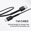 Portronics Konnect X USB to 8 Pin Cable with 3A Output, Fast Charging & Data Transfer, Nylon Braided, Aluminium Alloy Shell, 1M Length compatible with 8 PIN Devices(Black)