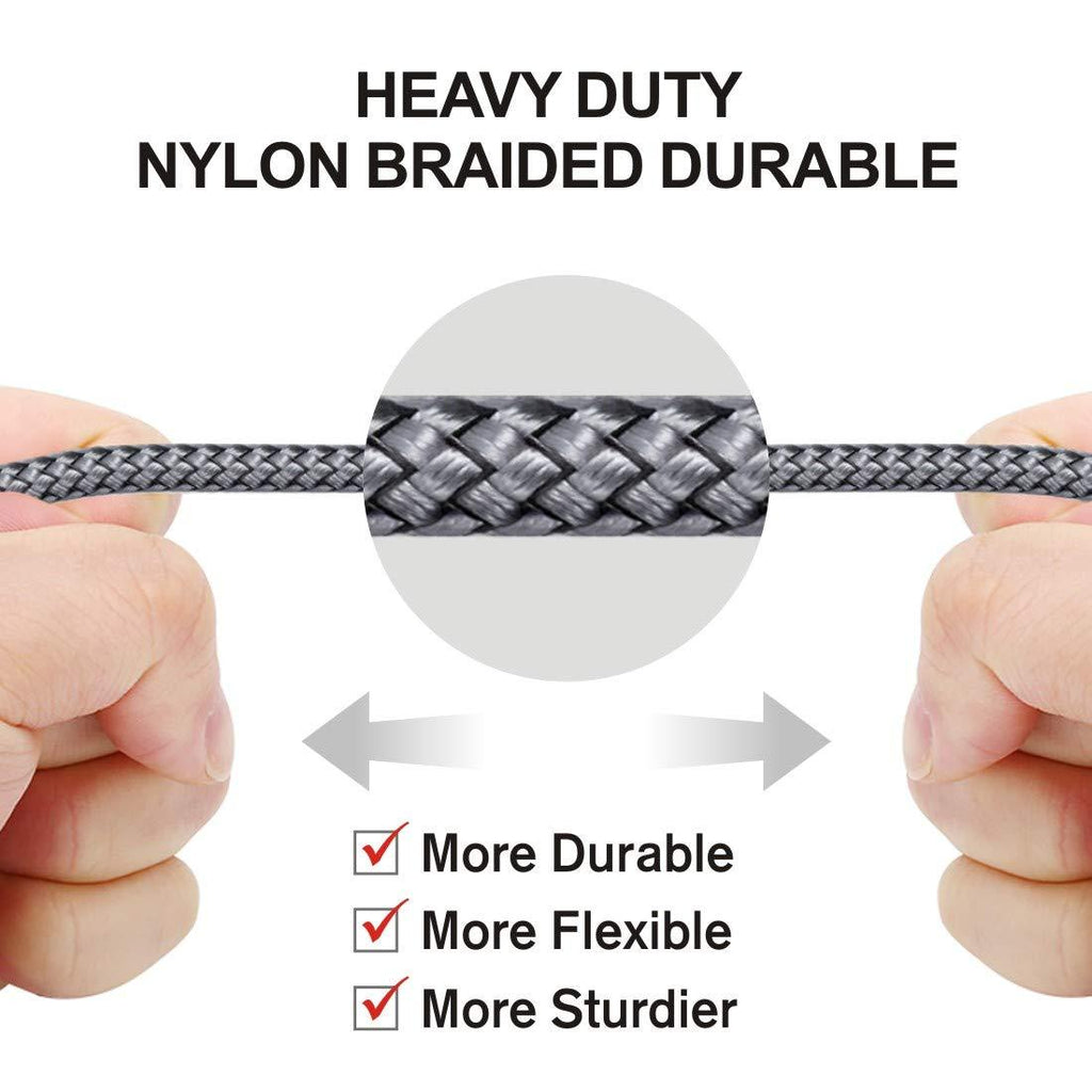 Wayona Nylon Braided 2M / 6FT Fast Charge USB to Lightning Data Sync and Charging Cable for Iphone, Ipad (6 FT Pack of 1, Grey)