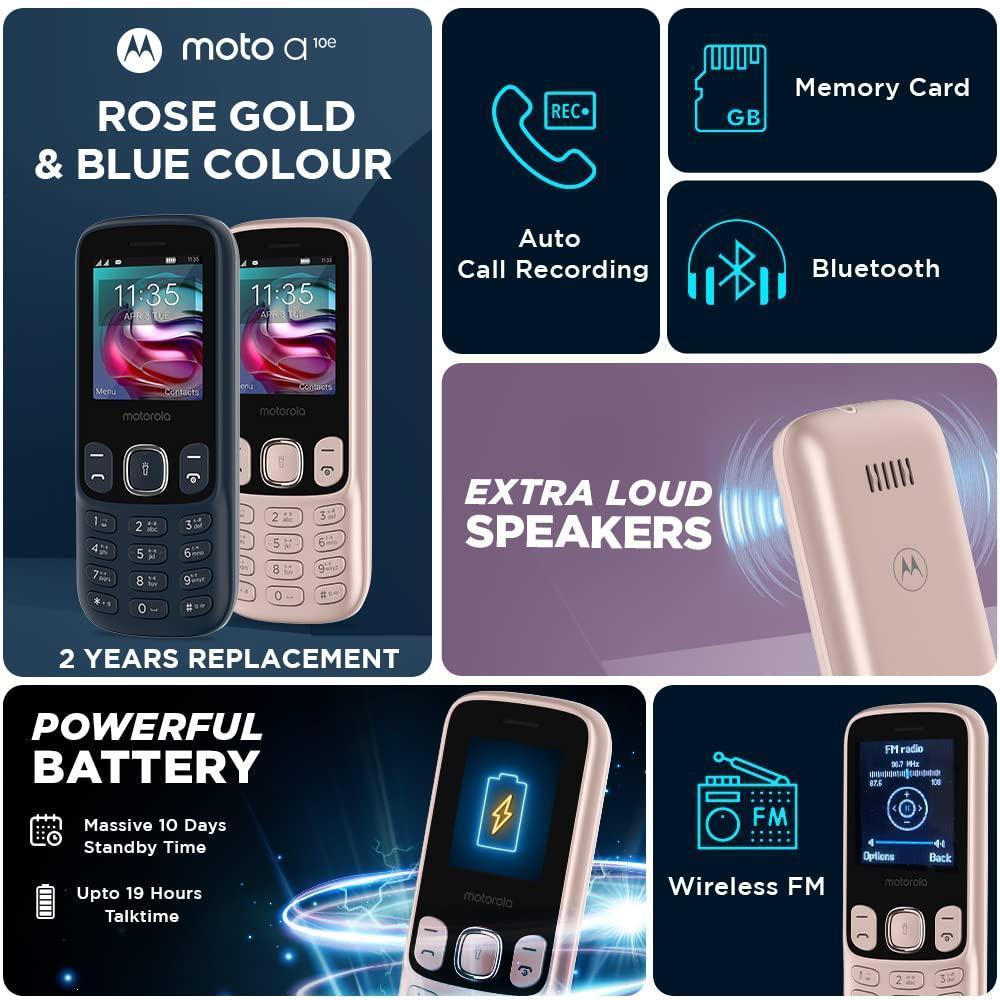 (Refurbished) Motorola A10e Dual Sim keypad Mobile with 800 mAh Battery, Expandable Storage Upto 32GB, W - Triveni World