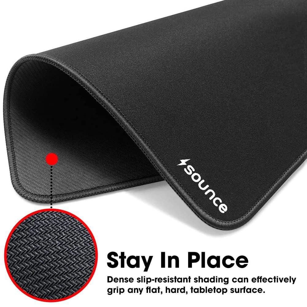 Sounce Mouse Pad Speed Type Mouse Pad with Antifray Stitched Embroidery Edges, Non-Slip Rubber Base Mousepad for Laptop PC (260mm x 210mm x 2mm) (Black)