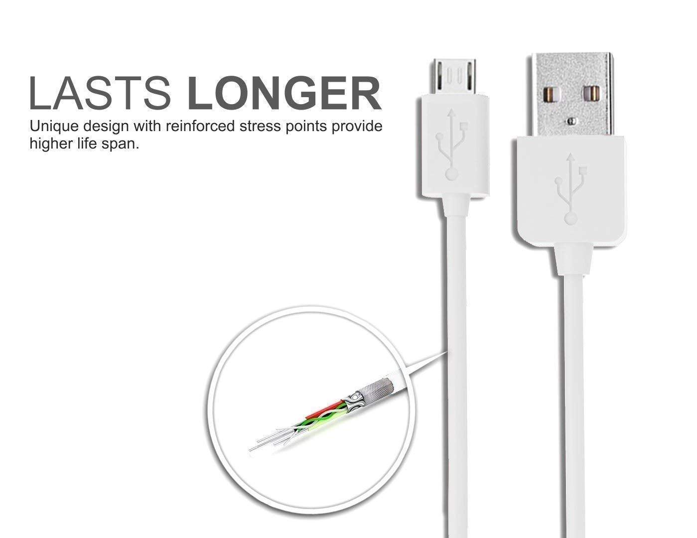 MYVN Fast Charging USB-A to USB 2.0 Micro B Cable (1 Metre) Compatible for All VIVO Phones and Android Phones with Qualcomm Quick Charge 2.0 Technology - Only Cable (White)