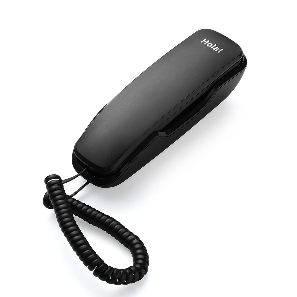 Hola! TF 510 Corded Landline Phone, Wall/Desk Mountable, Clear Call Quality, Compact Design, Redial/Mute/Hold Function (Made in India) (Black)