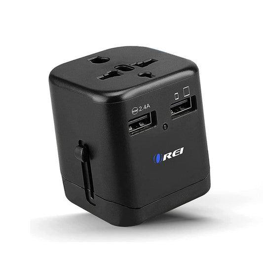 Orei Universal Travel Adapter with 2 USB Ports (2.4A Smart Plug Charging), Multiplug Socket Power Plug for Cell Phones, Tablets, Camera, for Travelers