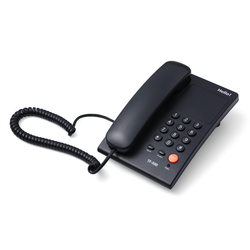 Hello ! TF-500 Basic Corded Landline Phone for intercom and EPABX Desk & Wall Mountable (Black)