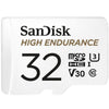 SanDisk 32GB High Endurance Video MicroSDHC Card with Adapter for Dash Cam and Home Monitoring Surveillance Systems - C10, U3, V30, 4K UHD, Micro SD Card - SDSQQNR-032G-GN6IA