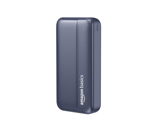 Amazon Basics 20000 mAh Power Bank | 22.5W Fast Charging | Dual Output & Input | Charge 3 Devices Simultaneously | for Smartphones, TWS Earbuds, Speakers, Tablets (Dark Blue)