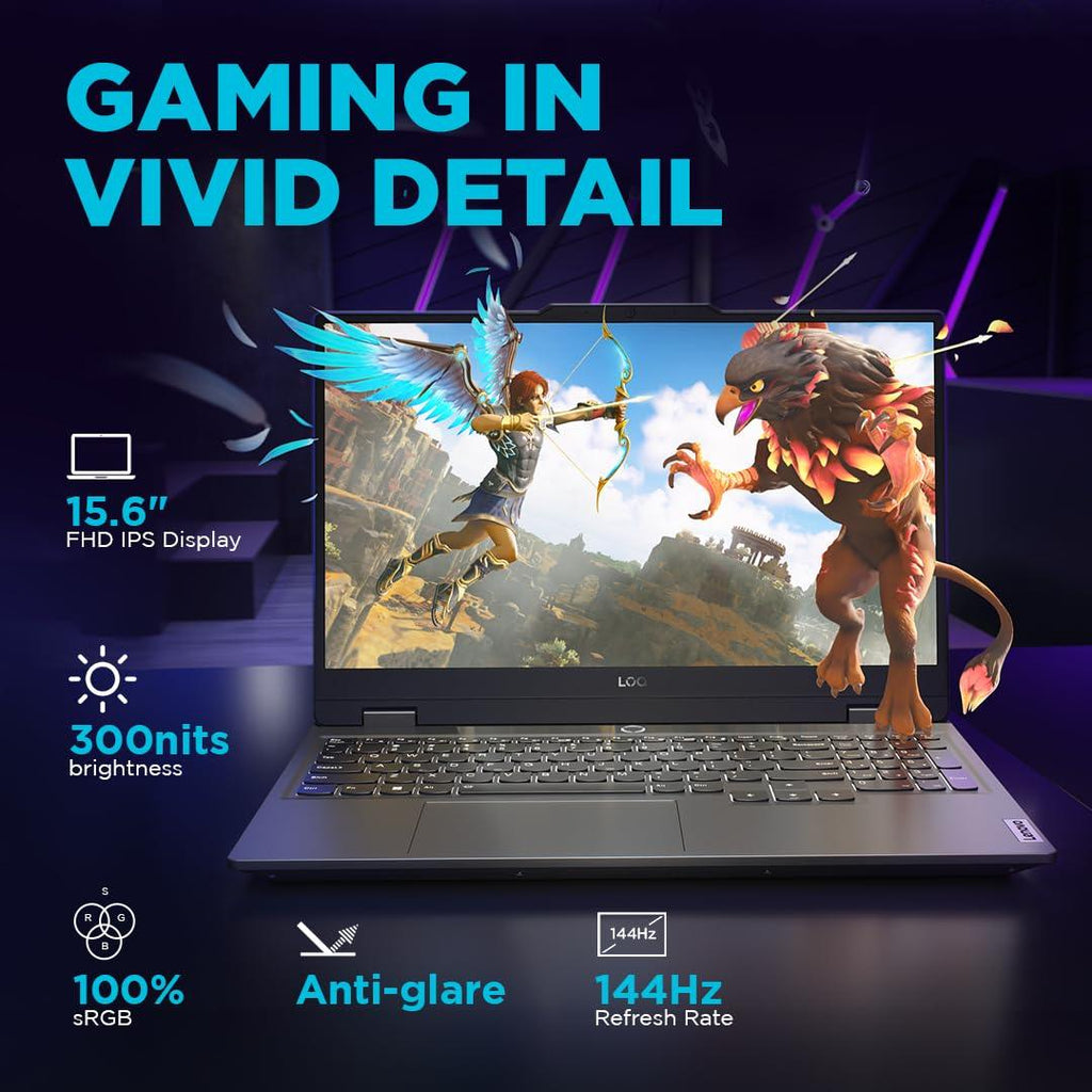 Lenovo LOQ Intel Core i5-12450HX 15.6" (39.6cm) 144Hz 300Nits FHD Gaming Laptop (12GB/512GB SSD/Win 11/NVIDIA RTX 2050 4GB/100% sRGB/3 Month Game Pass/Luna Grey/2.4Kg), 83GS008VIN