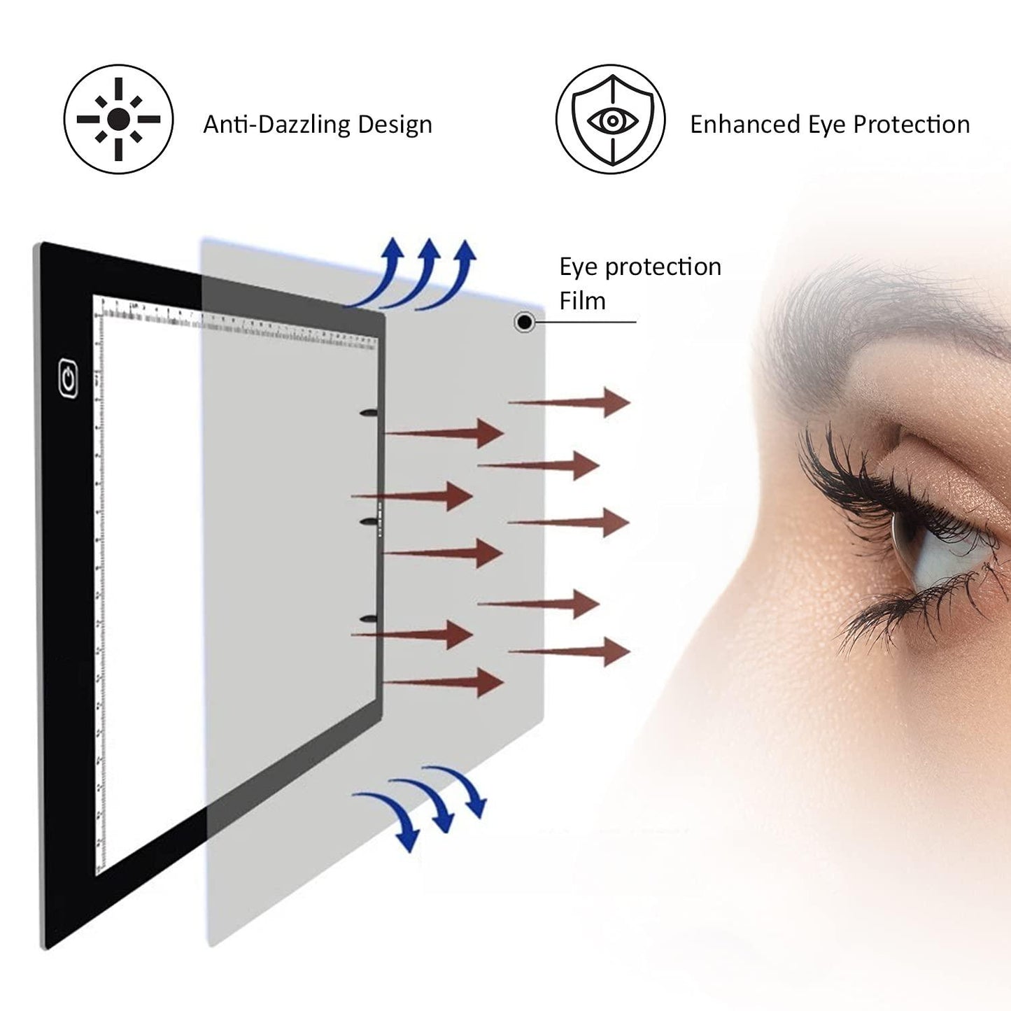 XECH Sketch Pad LED Drawing Board A3 Size X-Board Big Tracing Boards For Kids Artists Students USB Powered with Adjustable Brightness & Touch Sensors Xray View Box Light Board for Doctors (A3 Size) (White)