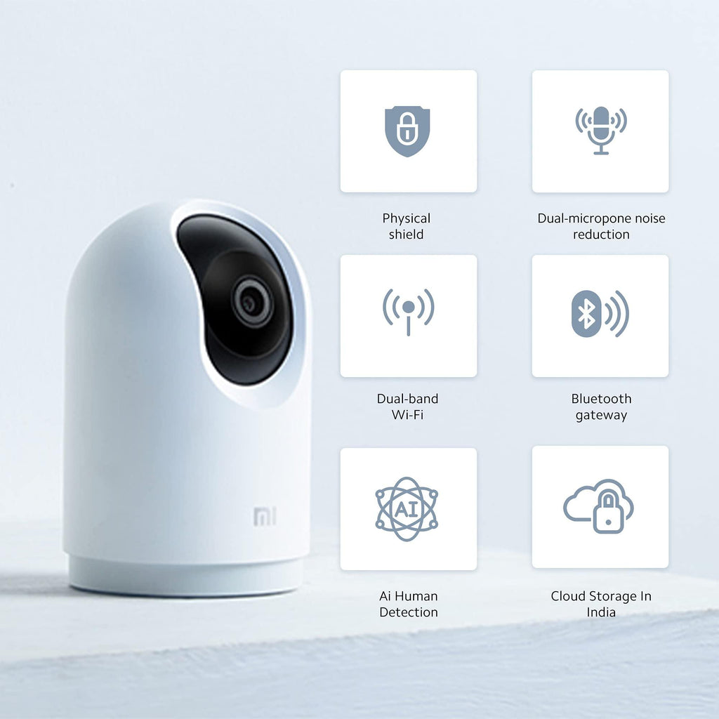 Xiaomi 360 Home Security Wireless Camera 2K Pro with Bluetooth Gateway BLE 4.2 l Dual Band Wi-fi Connection l 3 Million HD 1296p| 3MP CCTV |Full Color in Low-Light | AI Human Detection, White