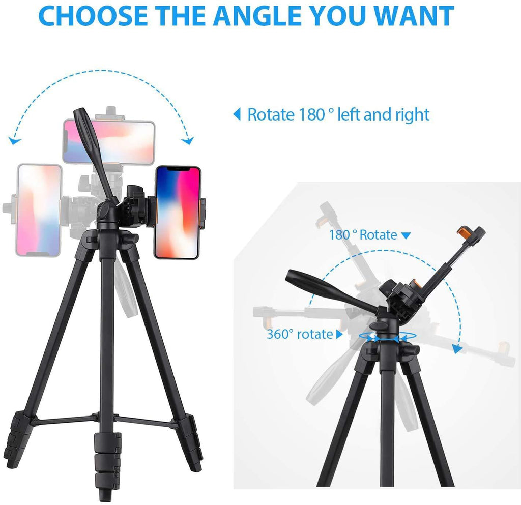 Osaka OS 550 Tripod 55 Inches (140 cm) with Mobile Holder and Carry Case for Smartphone & DSLR Camera Portable Lightweight Aluminium Tripod