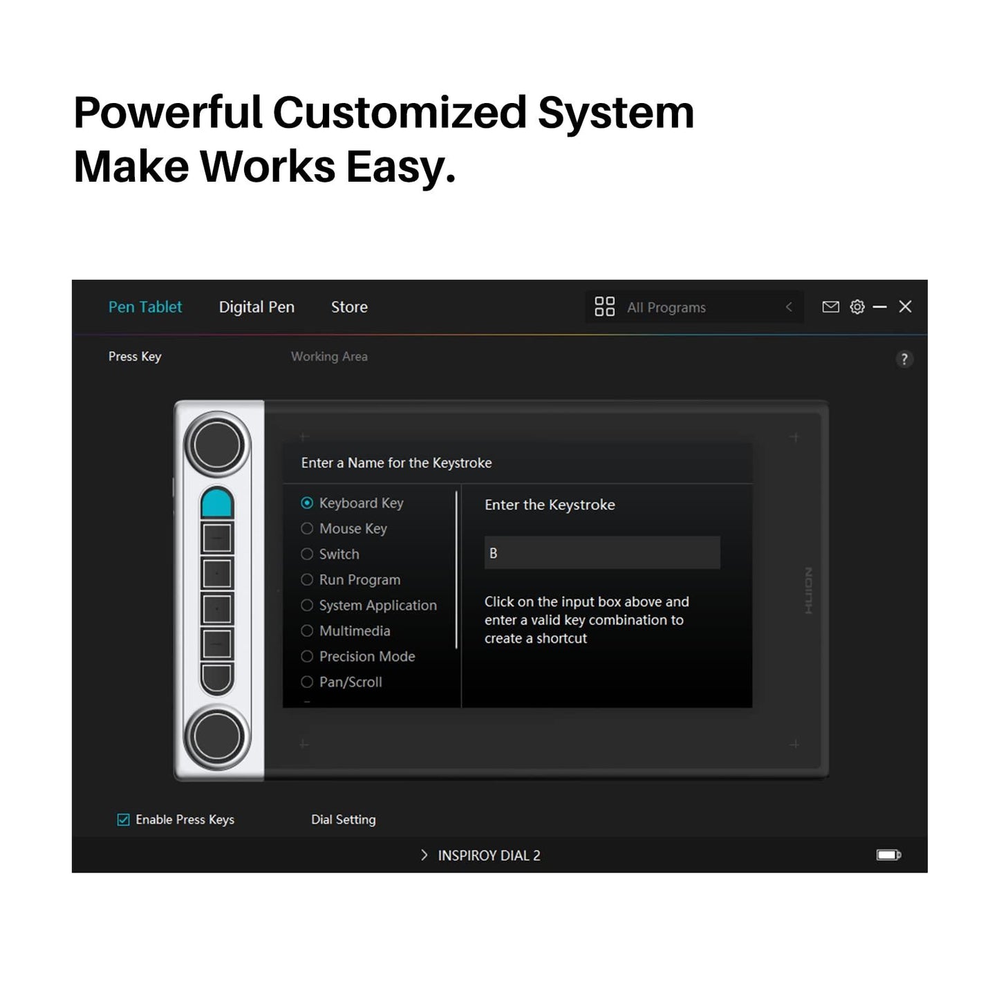 HUION Inspiroy Dial 2 Bluetooth Wireless Graphics Drawing Tablet with Dual Dials,6 Progammable Shortcut Keys,Battery-Free Digital Pen PW517 for Mac，Windows PC, Linux and Android
