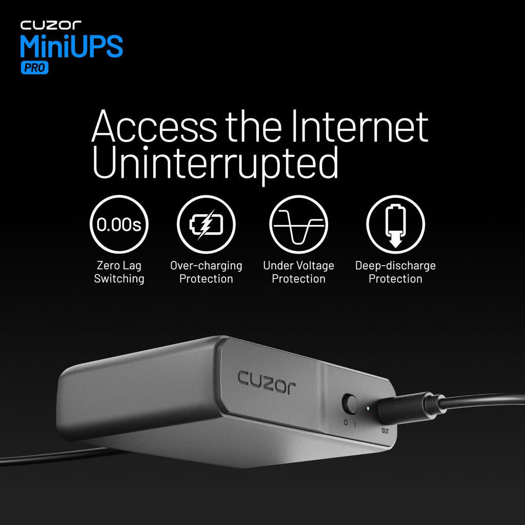 Cuzor Mini UPS PRO | Backup Upto 8 Hours | 3x2900 mAh Battery | Supports Jio, Airtel & All Other 12V Routers Upto 3Amps | Ups for 12V WiFi Router | Power Backup for WiFi Router | WiFi ups